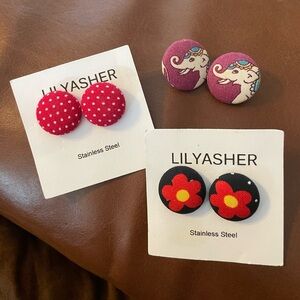 Lily Asher Button Design Stud Earring Lot